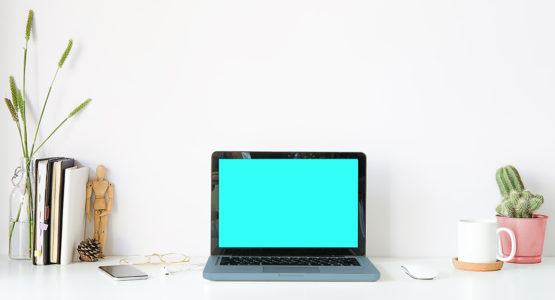 Laptop computer sitting on a desk