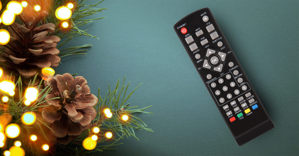 TV remote used for watching holiday movies